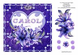 8 x 8 Lily Names a - Z 'carol' Decoupage Card Topper