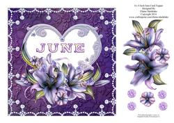 8 x 8 Lily Names a - Z 'june' Decoupage Card Topper