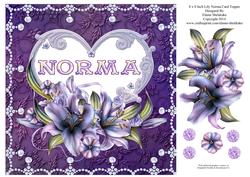8 x 8 Lily Names a - Z 'norma' Decoupage Card Topper