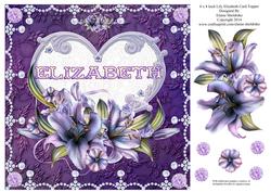 8 x 8 Lily Names a - Z 'elizabeth' Decoupage Card Topper