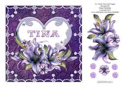 8 x 8 Lily Names a - Z 'tina' Decoupage Card Topper