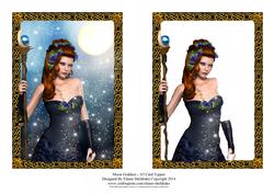 Moon Goddess - Winter Solstice A5 Card Topper with Decoupage