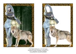 Yule Winter Solstice Wolf Goddess(2) A5 Card Topper