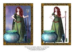 Witch & Cat (1) Samhain - Halloween - A5 Card Topper
