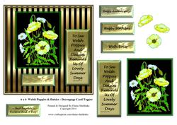 6 x 6 Welsh Poppies & Daisies - Decoupage Card Topper
