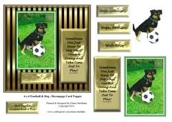 6 x 6 Football Dog - Decoupage Card Topper