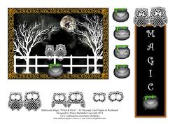 A5 Halloween Witches & Owls Decoupage Card Topper