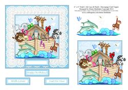 6" x 6" Noah's Ark Lace & Pearls with Decoupage Card Topper