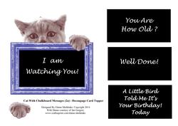 Cat with Chalkboard Messages (2a) Shaped Topper Fits 6" x 6"