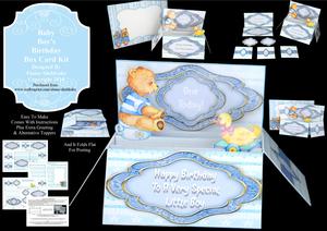 Baby Boy's Birthday - Pop-up Box Card Kit with Envelope