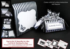 Black & White Butterflies - Pop-up Box Card & Envelope