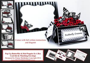 Butterflies & Poppies - Pop-up Box Card Kit & Envelope