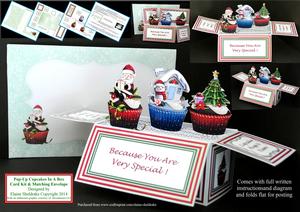 Christmas Cupcakes - Pop-up Box Card Kit & Envelope