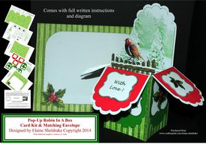 Robin at Christmas - Pop-up Box Card Kit & Envelope