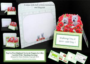 West Highland Terriers & Poppies - 3D Pop-up Box Card Kit