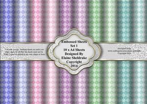 Faux Embossed Sheets Set 1 - 10 x A4 Backing Paper Sheets