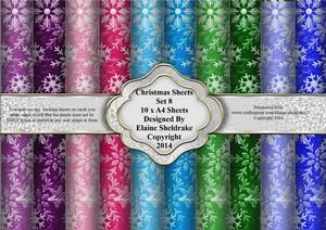 Christmas Sheets Set 8 - 10 x A4 Backing Paper Sheets