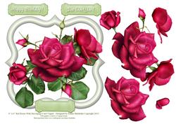 6" x 6" Red Roses with Decoupage Card Topper
