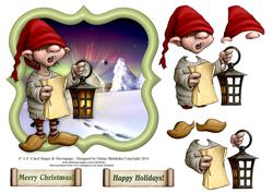 6" x 6" Christmas Carol Singer with Decoupage Card Topper