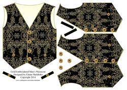 Gold Embroidered Men's Waistcoat Card Topper with Decoupage
