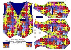 Jigsaw Men's Waistcoat Card Topper with Decoupage