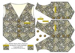 William Morris Men's Waistcoat Card Topper with Decoupage