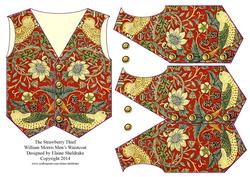 Strawberry Thief - William Morris Mens Waistcoat Card Topper