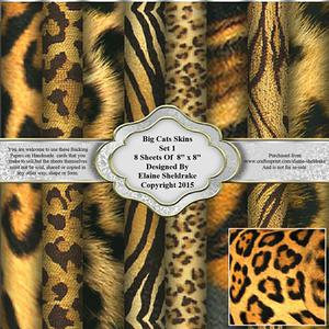 8" x 8" Big Cat Skins Set 1 Backing Papers