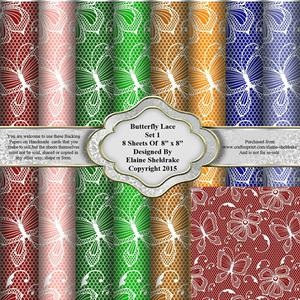 8" x 8" Butterfly Lace Set 1 Backing Papers
