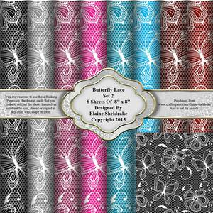 8" x 8" Butterfly Lace Set 2 Backing Papers