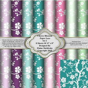 8" x 8" Cherry Blossom Lace Set 1 Backing Papers