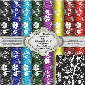 8" x 8" Cherry Blossom Lace Set 2 Backing Papers