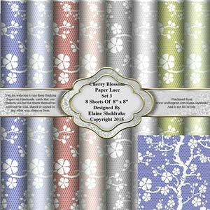 8" x 8" Cherry Blossom Laceset 3 Backing Papers