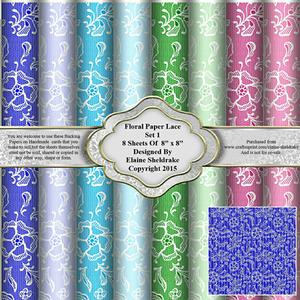 8" x 8" Floral Paper Lace Set 1 Backing Papers