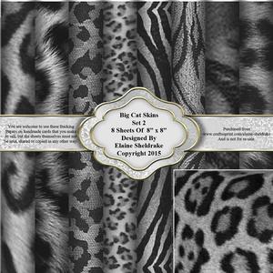 8" x 8" Big Cat Skins Set 2 Backing Papers