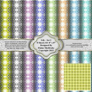 8" x 8" Lily Flowers Set 1 Backing Papers