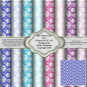 8" x 8" Rose Lace Set 1 Backing Papers