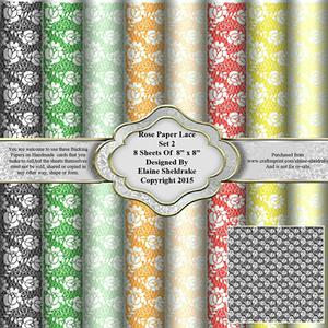 8" x 8" Rose Lace Set 2 Backing Papers