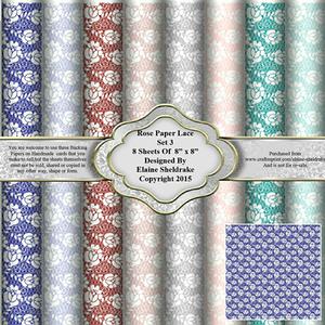 8" x 8" Rose Lace Set 3 Backing Papers