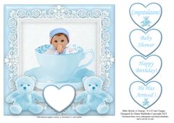 Baby Boy in a Teacup - 8 x 8 Card Topper