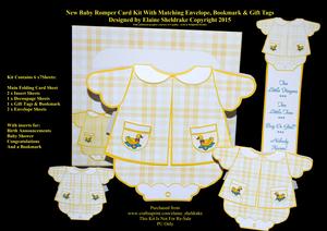 New Baby Set 1 Card Kit, Envelope,inserts, Tags & Bookmark