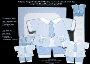 Baby Boy Set 1 Card Kit, Envelope,inserts, Tags & Bookmark