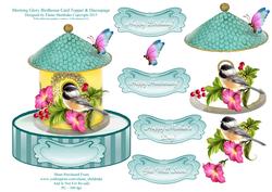 Morning Glory Birdhouse - Shaped Card Topper with Decoupage