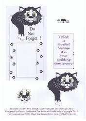 Tuxedo Black & White Cat Anniversary Quick Decoupage Card