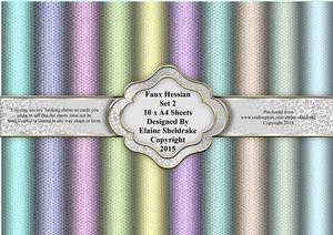 Faux Hessian Fabrics Set (2) Ten A4 Backing Papers for Cards