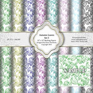 Autumn Leaves Set 5 - Eight 12" x 12" Backing Papers - Cu/pu