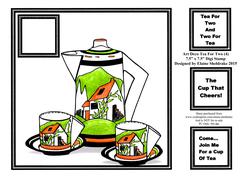 Art Deco Tea for Two (4) 7.5" x 7.5" Card Topper