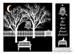 Owl & Pussy Cat Friends - 8" x 8" Card Topper & Bookmark