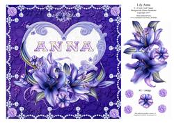 8 x 8 Lily Names a - Z - Anna - Decoupage Card Topper