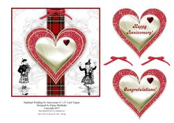 Highland Wedding or Anniversary 6" x 6" Card Topper